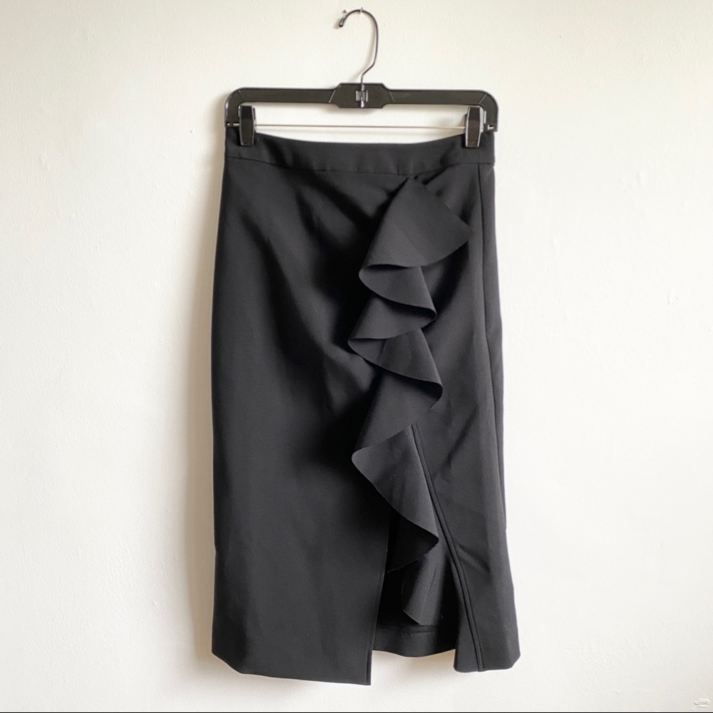 Midi length pencil skirt Topshop black size US4 frilled